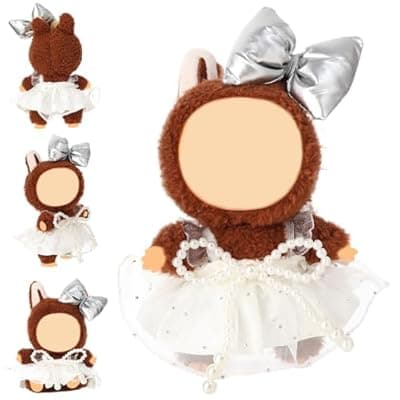 [LLUKEME] Clothes for 15-17cm Doll, Skirt Set for Dolls, 1 Piece Skirt Outfit Premium Fashion Cute Dress for 15-17cm Dolls Accessories (NO Doll) (Silver Bow Suit) Cute Easter Gift