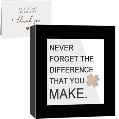 [PAZLOG] Team Appreciation Gifts for Employees, Boss, Coworker - “Never Forget The Difference” Black Sign with Card for Teacher, Nurse, Leader - Retirement Farewell Gift, Inspirational Office Home Desk Decor