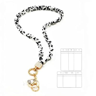 [ASSRAOS] ASSRAOS Scrunchie Lanyard for Teachers & Nurses - Stretchy Teacher Lanyard with ID Badge Holder & Key Clip for Women Office