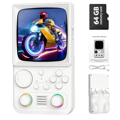 [xiskt] R36TMAX Retro Gaming Console Handheld – 4.0" IPS Screen, 23+ Emulators, 64GB Preloaded Game Console, 5G WiFi Online Play, RGB Joystick, 4000mAh Portable Retro Game Console –Classic White
