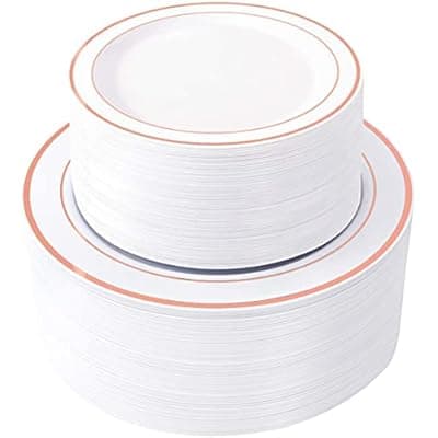 [WDF] WDF 120 pieces Rose Gold Plates Disposable - Heavy Duty Rose Gold Plastic Plates Perfect for Wedding Party Birthday