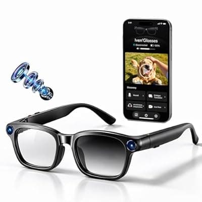 [linktoonex] AI Smart Camera Glasses for Men Women - 8MP 1200P Video Recording, EIS Anti-Shake, Real-Time 139-Language Translator, Photochromic Lenses, Open-Ear Bluetooth Audio for Vlogging, Cycling, Travel