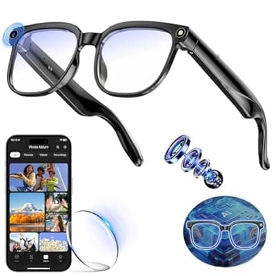 [Hwagol] Hwagol Smart Glasses with Camera, 8MP HD Photo and Video Recording,AI Glasses with Real-Time Translation/Object Recognition/AI Voice Q&A/Recording, Calls and Music,UV & Blue Light Protection (Clear)