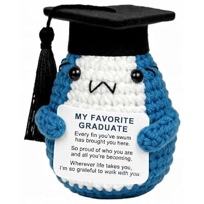 [Krinisou] Krinisou 2026 Graduation Gifts for Girlfriend Boyfriend, Congrats Grad Gift for High School College Graduate, My Favorite Graduate Gift for BF GF Her Him, Cute Crochet Shark Desk Decor