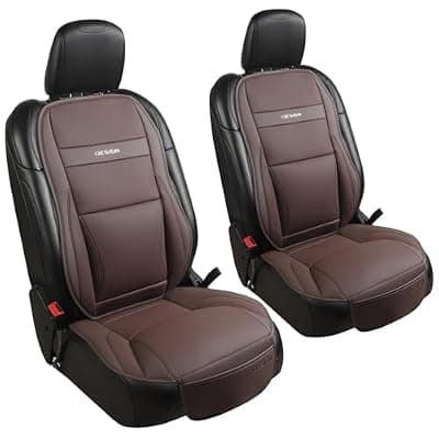 [Gripure] Gripure Car Seat Cover Protector for Front Seats – Waterproof, Breathable Faux Nappa Leather, Airbag Compatible, Dual Support for Waist & Legs, Universal Fit for Sedans, SUVs, Pickups (2pcs, Brown)