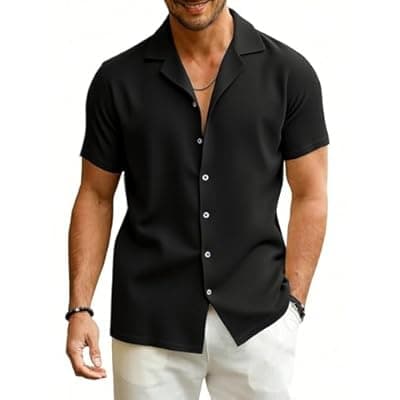 JEKAOYI Short Sleeve Shirts for Men Casual Button Down Shirt for Summer Beach