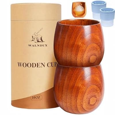 [WALNDUX] WALNDUX Whiskey Glasses Sets, Bourbon Glass, Bourbon Gifts for Men, Finished Wooden Old Fashioned Glass, Great Whiskey Gifts for Men, Dad, Or Brother (2 Pack)