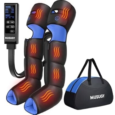 [Musugy] Musugy Leg Massager with Heat and Compression : Sequential Compression Boots with 6 Modes,9 Intensity and 3 Heat for Circulation and Pain Relief - Christmas Birthday for Mom, Dad, Athletes, Gym