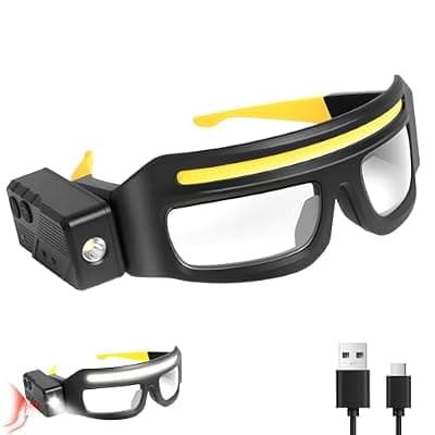 [JORMIX] JORMIX LED Rechargeable Headlight Glasses with Motion Sensor & Touch Control 5 Modes USB C Light Up Glasses Lighted Eyewear