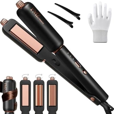 FMZ Flat Iron Hair Straightener Crimper Curler, 4 in 1 Professional Ionic Hair Styling Irons for Straightening, Crimping, Curling, Fast Heating, Dual Voltage, Mini and Portable for Women Travel Home