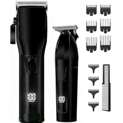 [HEERLIKE] Professional Hair Clippers for Men Beard Trimmers Set Grooming Kit with LCD Display Cordless Electric Trimmers Gift for Men Women Barber Kid(Black)