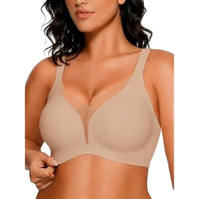 [COCOMARTS] COCOMARTS Jelly Bras for Women No Underwire Push Up Deep V Mesh Comfort T Shirt Bralette Wireless Seamless Everyday Bra