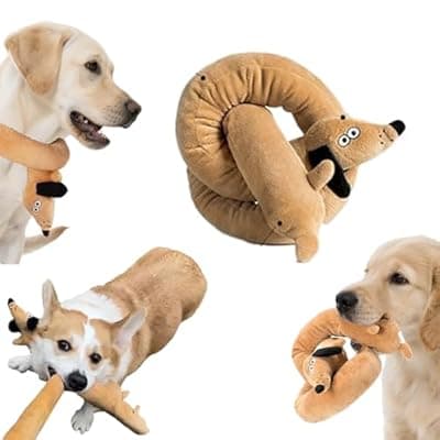 [OKULLYSH] OKULLYSH Soft Tan Squeaky Dog Toys for Small Dogs & Puppies: Interactive Toys to Keep Them Busy, Perfect for Tug-of-War and Teeth Cleaning, Ideal Plush Dog Toy Gift for Birthdays