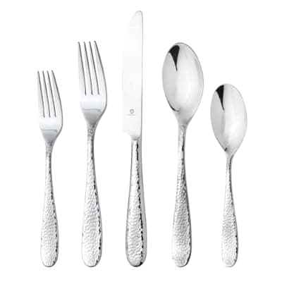 [Danialli] DANIALLI Hammered Silverware Set | Premium 18/10 Stainless Steel Flatware Service for 12 | Heavy-Duty & Dishwasher Safe | Built to Last (60-Piece, Fidenza Hammered)