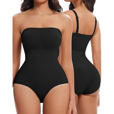 [SIMIYA] SIMIYA Women Strapless Shapewear Bodysuit with Built in Bra Top Tummy Control Body Suits Shaper Seamless Waist Trainer