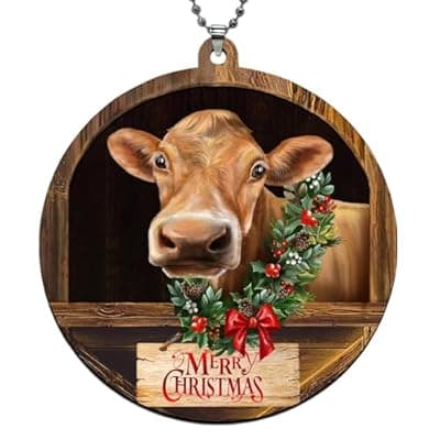 [YXOTJHS] Cow Christmas Ornaments 2026, Brown Cow Ornaments for Christmas Tree, Farmhouse Christmas Ornaments, Farm Animal Christmas Ornaments, Jersey C ow Ornament