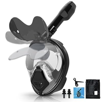 [Xyuee] Xyuee Devilfish Full Face Snorkel Mask Adults, Dry Top System Snorkeling Set with Foldable Sunglasses, 180 Degree Panoramic View Snorkel Gear, Scuba Diving Masks Anti-Leak & Anti-Fog