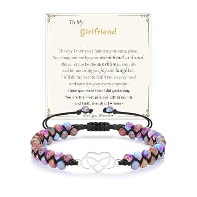 Sistble Gifts for Daughter Granddaughter Valentines Day Gifts for Her To My Mom Grandma Wife Girlfriend Sister Jasper Heart Bracelets Birthday Anniversary Christmas Stocking Stuffers Jewelry for Women