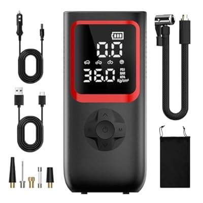 [KOLTGOO] Tire Inflator Portable Air Compressor - 150PSI Portable Tire Inflator with Pressure Gauge, 4X Faster Portable Air Compressor for Car Tires, Air Pump with LED Light for Car, Motorcycle, Bike
