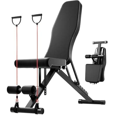 [ALSO GO] 2026 ALSO GO New Adjustable Weight Bench, Workout Benches with Leg Extension, Foldable Incline Decline Bench Press, Roman Chair, Full Body Strength Training Equipment for Home Gym