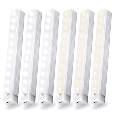 [MSETGRD] 6 Pack Motion Sensor Under Cabinet Light, Magnetic Rechargeable Warm White 2 Color Under Counter Light, 8 Inch LED Closet for Stair Bedroom Cupboard