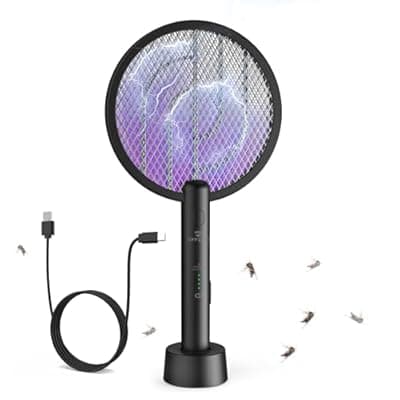 [GooQand] Gooqand Bug Zapper Racket, 2 in 1 Fly Swatter USB Rechargeable, 4000V Electric Fly Zapper with 4 Layer Safety Mesh，Electric Racket for Kitchen, Home, Garden and Outdoors