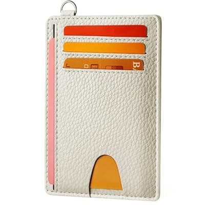 [Mayski] Mayski Slim Wallet, Credit Card Holder for Women, Minimalist Front Pocket RFID Blocking Card Cases, Small Wallet Women Men(Litchi Beige)
