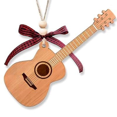 [JZILU] Guitar Ornaments for Christmas Tree, Mini Wooden Guitar Ornament Decor, Unique Music Ornaments - Best Gifts for Guitarists Lovers