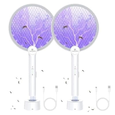 [GooQand] GooQand Bug Zapper Racket, 2 in 1 Electric Fly Swatter USB Rechargeable, 4000V Electric Fly Zapper with 3 Layer Safety Mesh, Indoor Outdoor Electric Racket for Kitchen, Bedroom, Camping