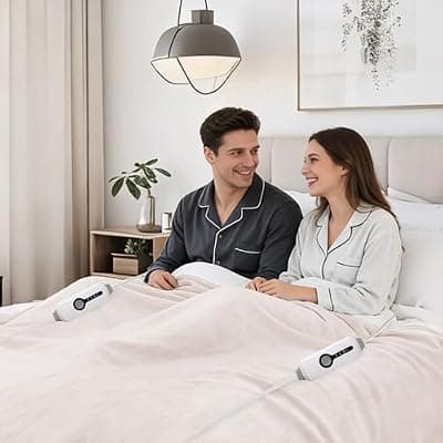 [ONDAN] ONDAN Electric Heated Blanket 84"x90" Queen Size Microplush, 4 Heat Settings 10 Hours Auto Off, Warm Cozy for Bed Sleeping Couple Use, Machine Washable, Beige