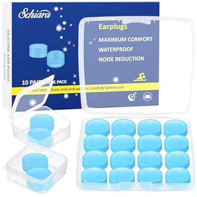 [Schiara] Ear Plugs for Sleeping, 20 Moldable Noise Cancelling Silicone Earplugs for Swimming, Snoring, Sleep and Studying, Blue