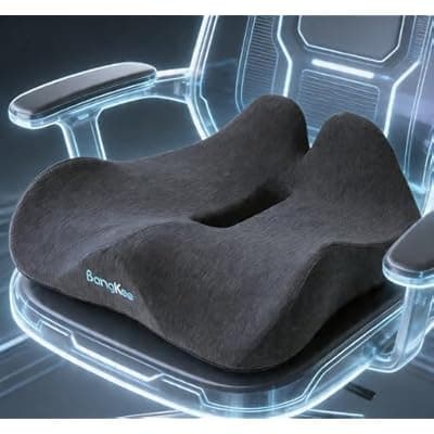 [Bangkee] Bangkee 18x16 Inch Memory Foam Seat Cushion for Office Chair, Car & Travel, Ergonomic Chair Cushions for Long Sitting, Thick Supportive Seat Pad with Non-Slip Bottom, Washable Cover, Black