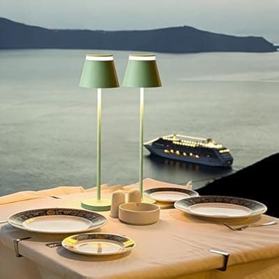 [Kadrama] Cordless Table Lamp Set of 2 with Portable USB Rechargeable Dock, LED Wireless Touch Desk Lamps with Remote, 3 Color Stepless Dimmable, for Bedroom Night Lights Dining Outdoor Patio Restaurant