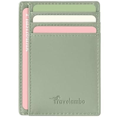 [Travelambo] Travelambo Slim Wallet Front Pocket Minimalist Leather RFID Blocking Medium Size