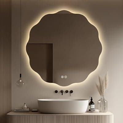 [Yoding] Yoding Round LED Bathroom Mirror with Lights 30", Stepless Dimmable Circle LED Mirror with 3 Colors, Anti-Fog, Memory, Frameless Smart Vanity Mirror