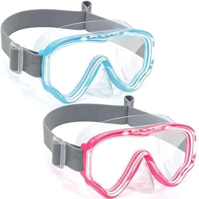 [Vvinca] Vvinca Swim-Goggles with Nose Cover, 2 Packs Elastic Fabric Strap Snorkel Swim Mask Anti Fog UV No Pull Hair for Kids 3-14