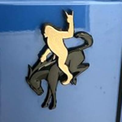 [AKLOZYX] Add-A-Squatch Emblem for Bronco,3"x4" Tailgate Overlay - Design 3D Raised SUV Accessory (Rock Out,Riding Horse Set, Bronze)