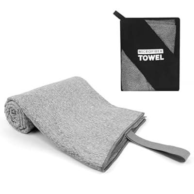 [NUOYEE] NUOYEE Microfiber Travel Body Towel Quick Dry Lightweight Yoga Mat Beach Swimming Pool Camping Towel (Grey, 1 Pack L(30X60 Inch)