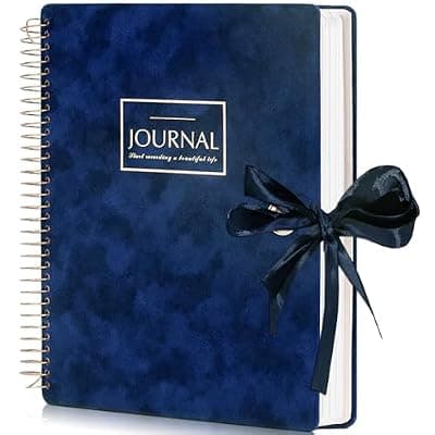 [FLYING EAGLE] FLYING EAGLE 300 Pages Thick Spiral Notebook Journaling Notebooks Vintage Velvet Journal for Women Men A4 Lined Journals for Writing with Gift Box, 8.5 x 11in, Blue