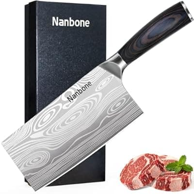 [Nanbone] Nanbone Meat Cleaver Knife Ultra Sharp Kitchen Knife 8 Inch, High Carbon Stainless Steel Butcher Knife with Wooden Handle, Chinese Cleaver for Meat Cutting Vegetable Slicing Perfect Birthday Gifts