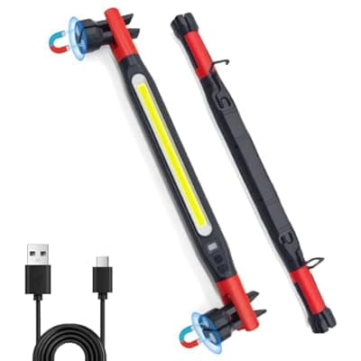 [GEEBONFLUGENS] Magnetic Work Light 3000 Lumens, Rechargeable LED Flood Light with 180° Rotating Head & 360° Hooks, IP65 Waterproof Shatterproof Portable Spotlight for Camping, Emergency, Car Repair, Jobsite