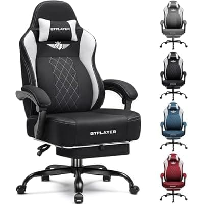 [GTPLAYER] GTPLAYER Big and Tall Gaming Chair Breathable Fabric Computer Chair with Strong Lumbar Support, Comfortable Office Chairs with Pocket Spring Cushion, High Back Ergonomic Desk Chairs with Footrest