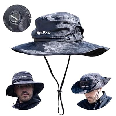 [ARCPRO] ARCPRO Fishing Hat for Men with Removable Top Breathable Mesh Mens Fishing Sun Hat, 2-in-1 Waterproof Rain Hat UV Protection