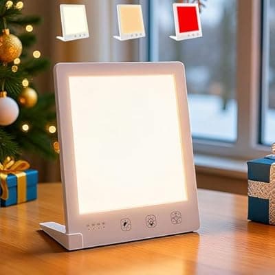 [DABLEIBEN] DABLEIBEN Sun Light Therapy Lamp with Red Light - 10000 Lux LED Sun Light Therapy Lamp for Face, Improving Mood, Energy, Sleep & Skin Care, with 4 Light Modes & 5 Brightness Levels, Timer, UV-Free