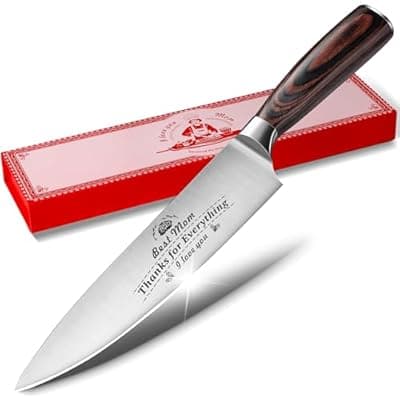 [Plys] Plys Chef Knife for Kitchen 8 Inches: High Carbon Stainless Steel Meat Cutting Chefs Knives with Wood Handle