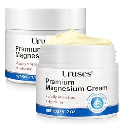 [Uruses] 2PCS Magnesium Cream, Magnesium Lotion, Topical Magnesium Chloride, Highly Concentrated Magnesium for Leg, Muscle, Joint Care, Magnesium Oil Cream with Pure Zechstein Magnesium