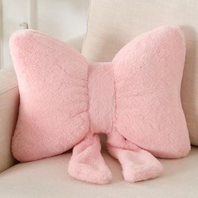 [XIAIJIA] XIAIJIA Bow Pillow Decorative Pillows Aesthetic Home Decor Soft Seat Cushions Cute Throw Pillow for Couch Bow Room Decor Pink 12 * 9inch