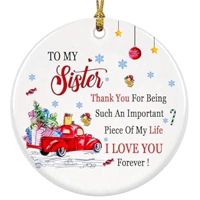 [YXOTJHS] Sister Ornament 2026, Sisters Ornaments for Christmas Tree, Best Friend Ornaments for Women, White Ceramic, Christmas Sister Gifts, Gifts for Sisters