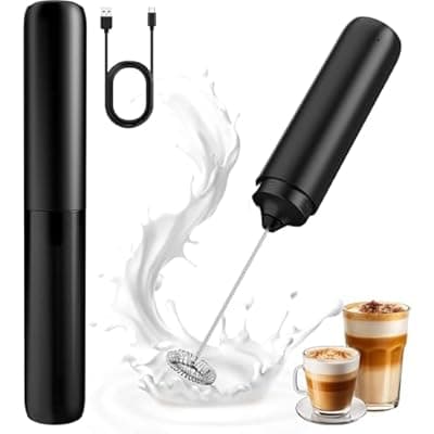 [LSLCQW] LSLCQW Rechargeable Milk Frother Handheld, Coffee Frother Wand Drink Mixer with Stainless Steel Whisk for Coffee, Cappuccino, Lattes, Frappe, Matcha and Hot Chocolate, (Black)