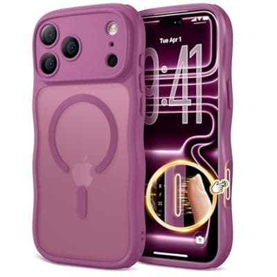 [XWZ] XWZ for iPhone 17 Pro Max Case for Women Girls,【Compatible with MagSafe】,【Camera Control】,【Full Camera Protection】, Cute Wave Magnetic Phone Case for iPhone 17 Pro Max,Burgundy